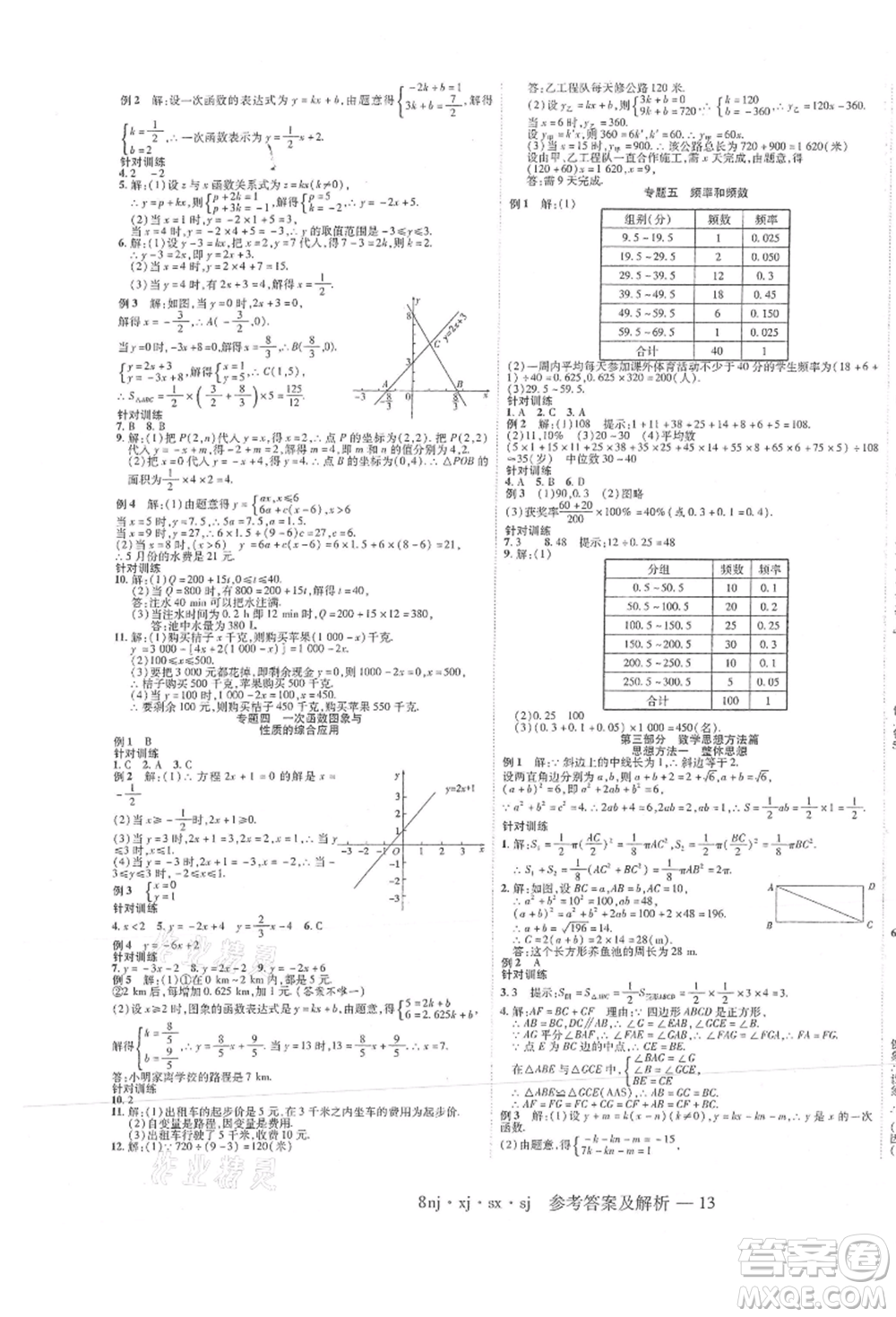 湖南科學(xué)技術(shù)出版社2021U計劃八年級數(shù)學(xué)湘教版參考答案