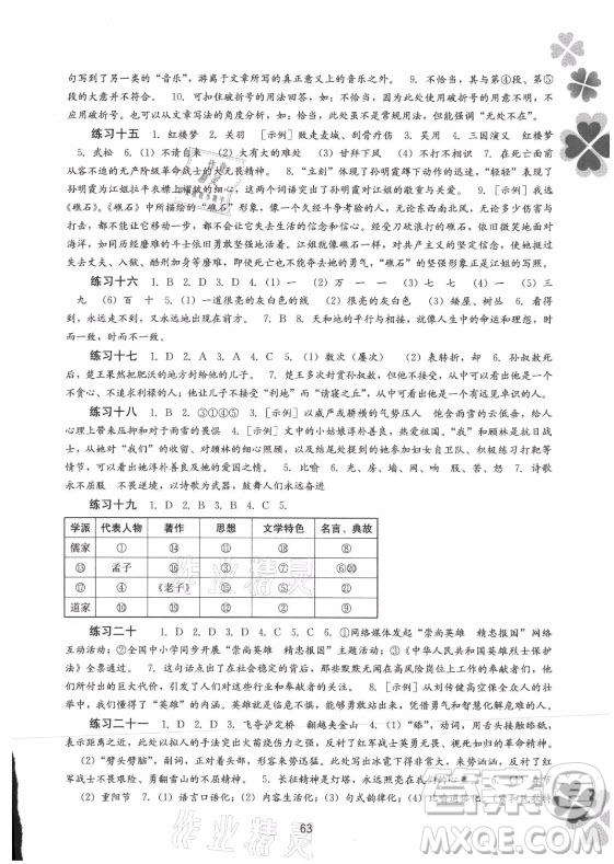 廣西師范大學出版社2021新課程暑假作業(yè)語文七年級通用版答案