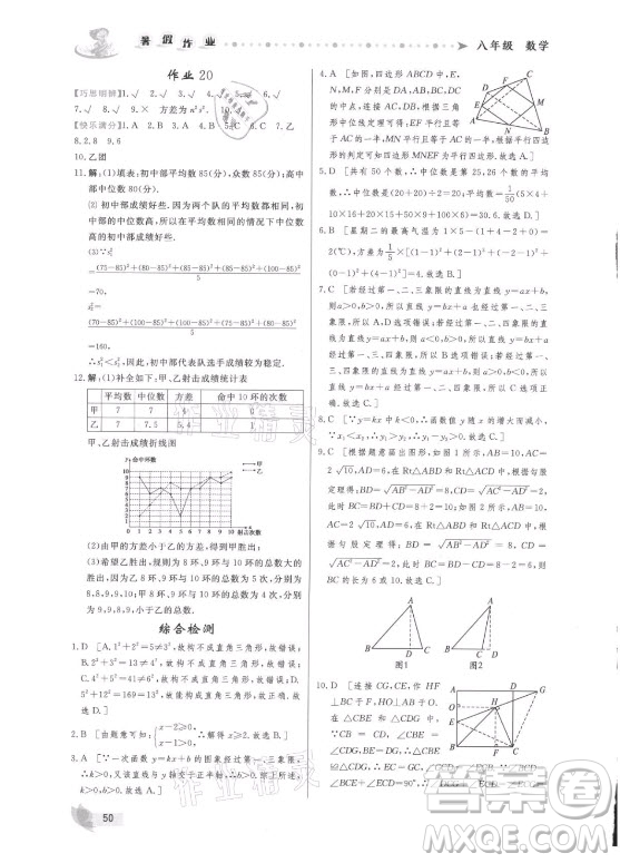 內(nèi)蒙古人民出版社2021暑假作業(yè)數(shù)學(xué)八年級人教版答案