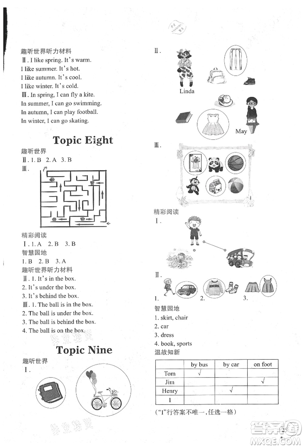 遼寧師范大學(xué)出版社2021暑假樂園三年級英語答案