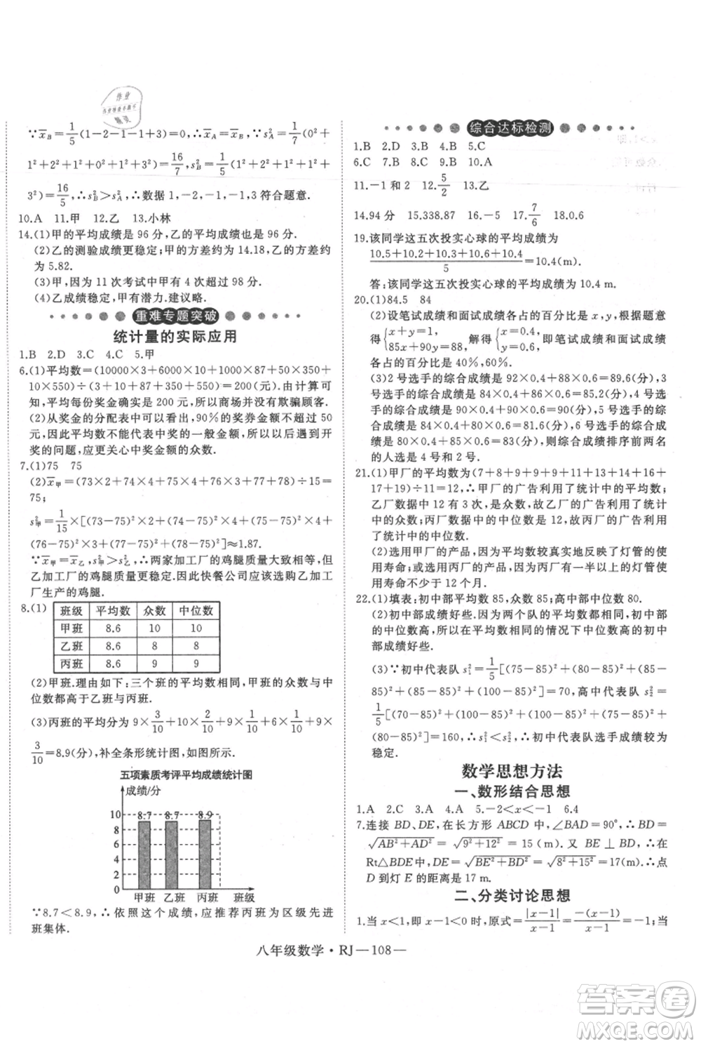 延邊大學(xué)出版社2021優(yōu)益叢書時(shí)習(xí)之暑假八升九數(shù)學(xué)人教版參考答案