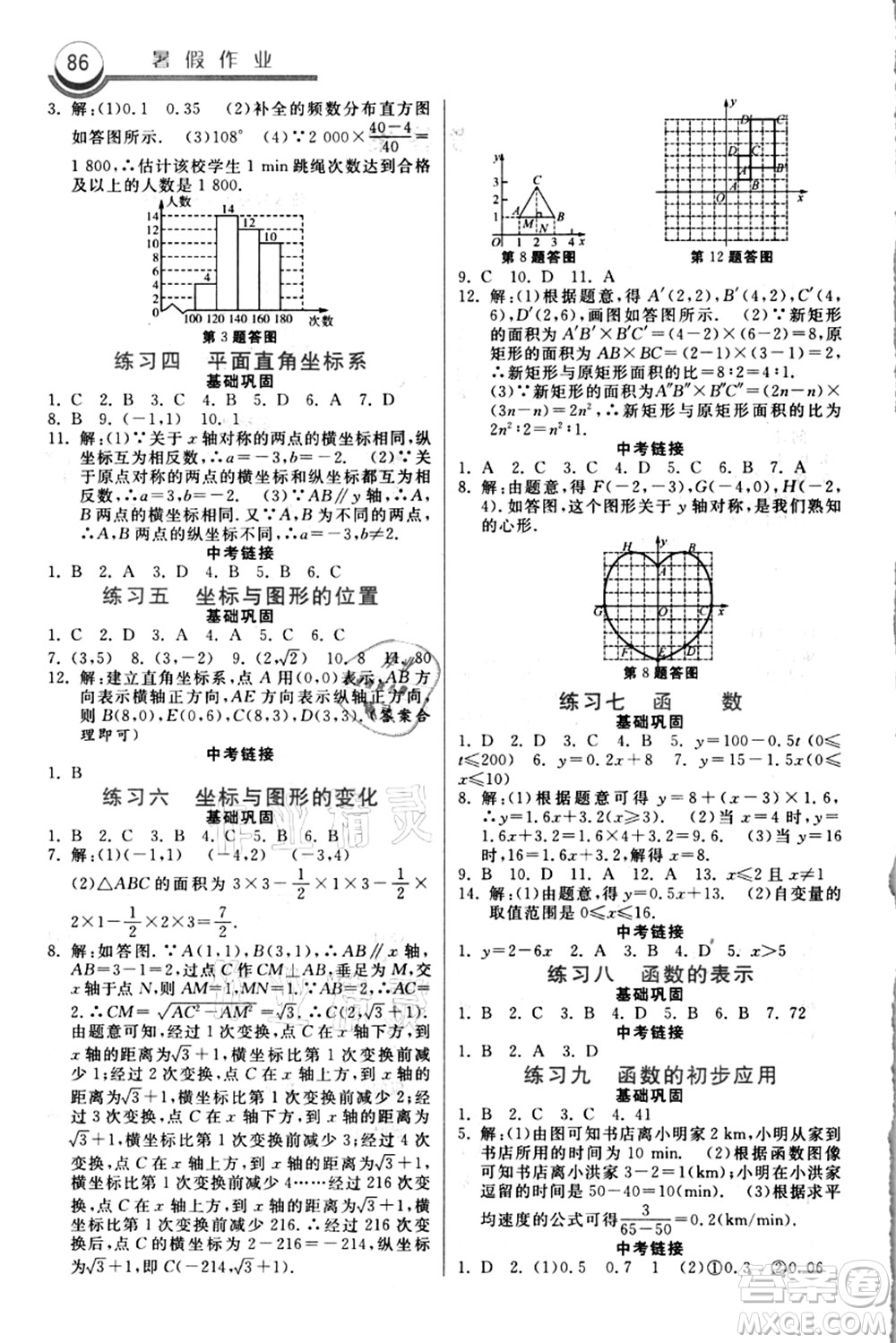 河北美術(shù)出版社2021暑假作業(yè)八年級(jí)數(shù)學(xué)答案