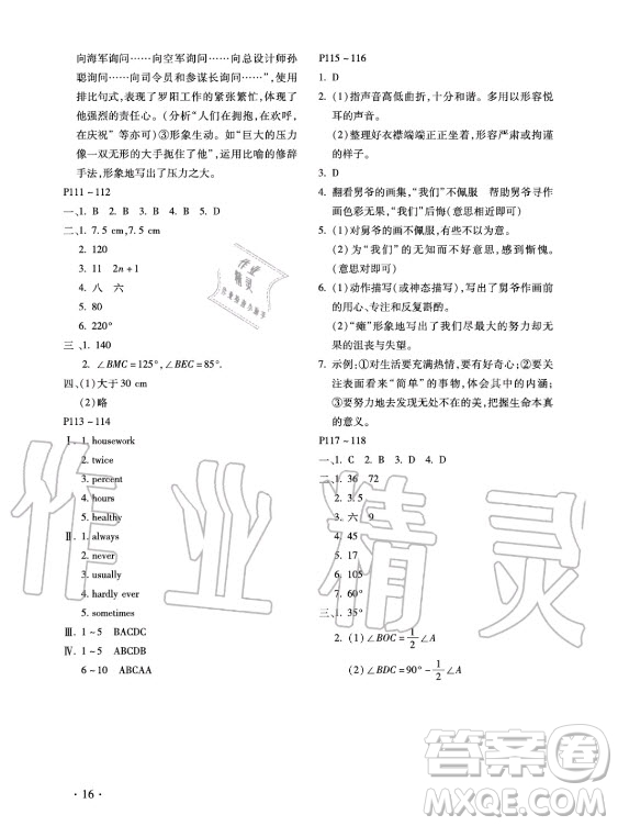 北京教育出版社2021新課標(biāo)假期樂(lè)園暑假七年級(jí)合訂本河南專(zhuān)版答案