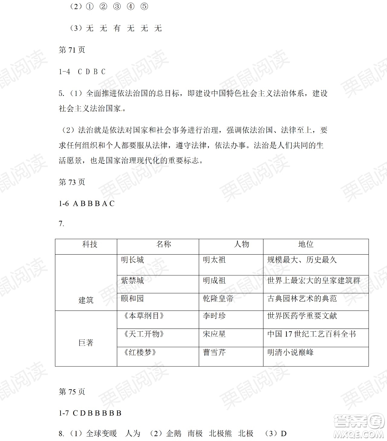 黑龍江少年兒童出版社2021暑假Happy假日五四學(xué)制七年級(jí)綜合答案