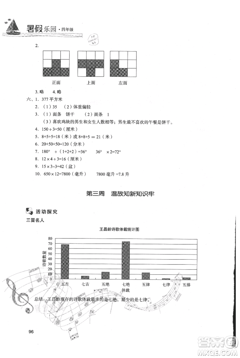 現(xiàn)代教育出版社2021暑假樂園四年級數(shù)學(xué)人教版參考答案