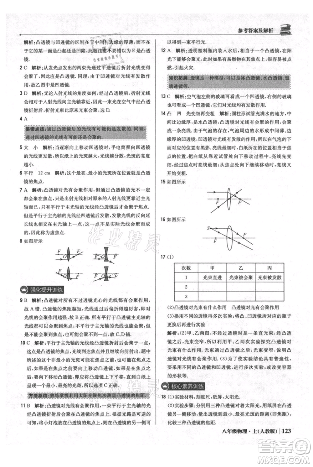 北京教育出版社2021年1+1輕巧奪冠優(yōu)化訓練八年級上冊物理人教版參考答案