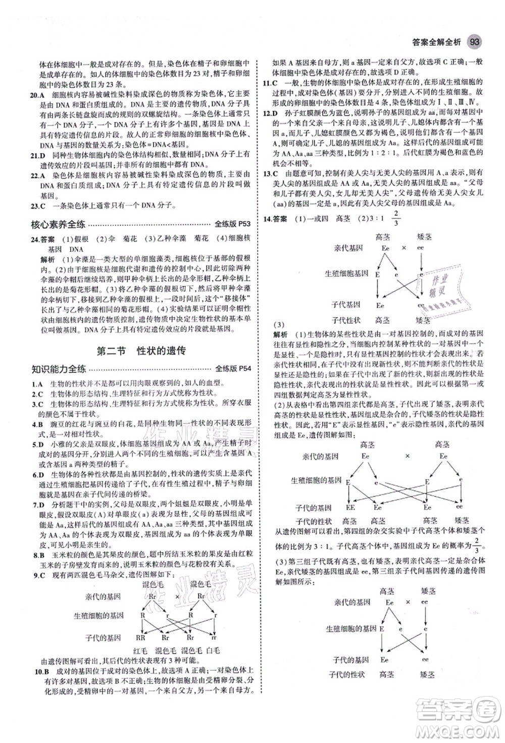 教育科學(xué)出版社2021秋5年中考3年模擬八年級生物上冊濟南版答案