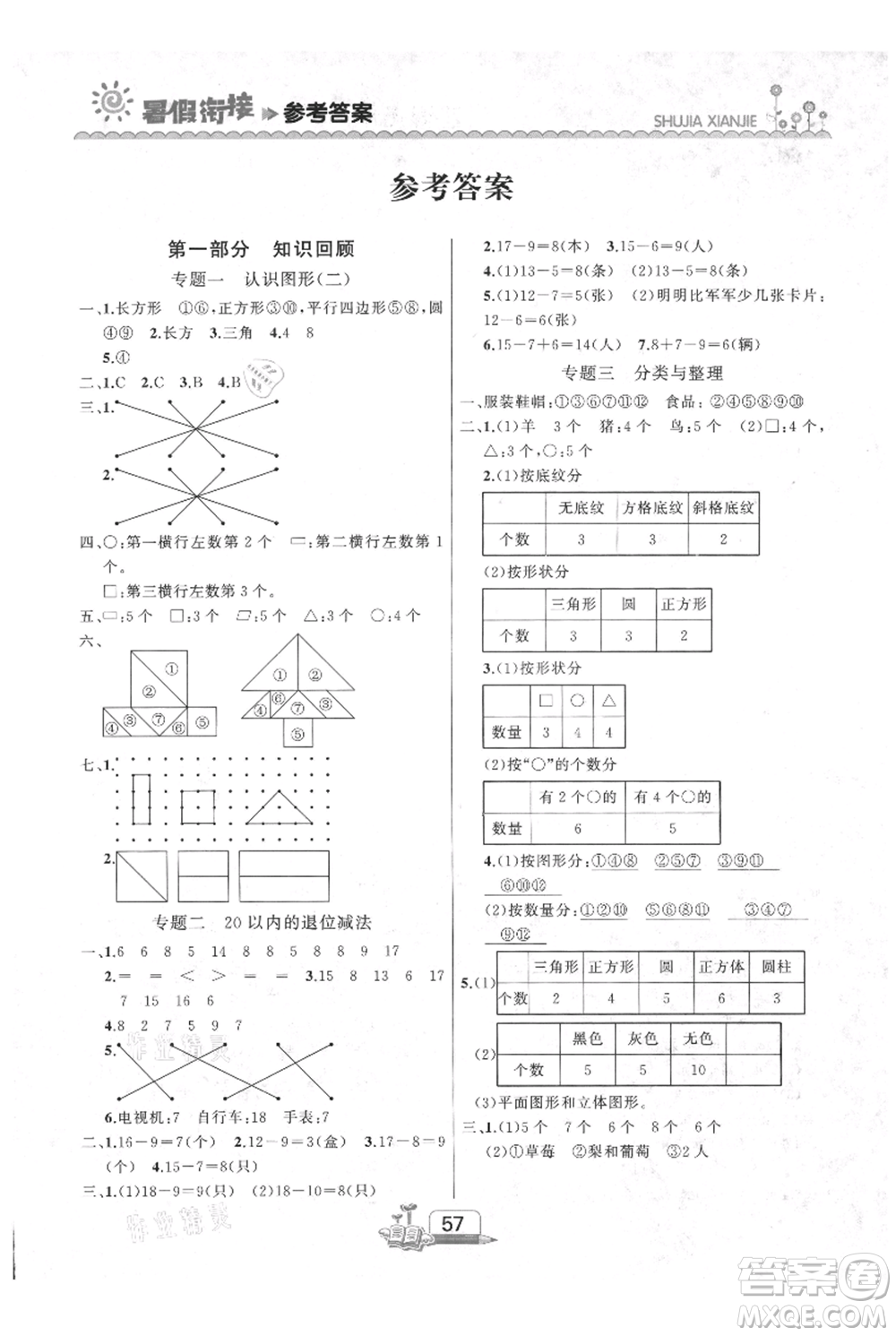 吉林出版集團股份有限公司2021快樂假期一升二數(shù)學人教版參考答案