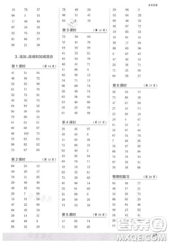 江蘇鳳凰少年兒童出版社2021口算小狀元口算速算天天練小學(xué)數(shù)學(xué)二年級(jí)上冊(cè)人教版答案