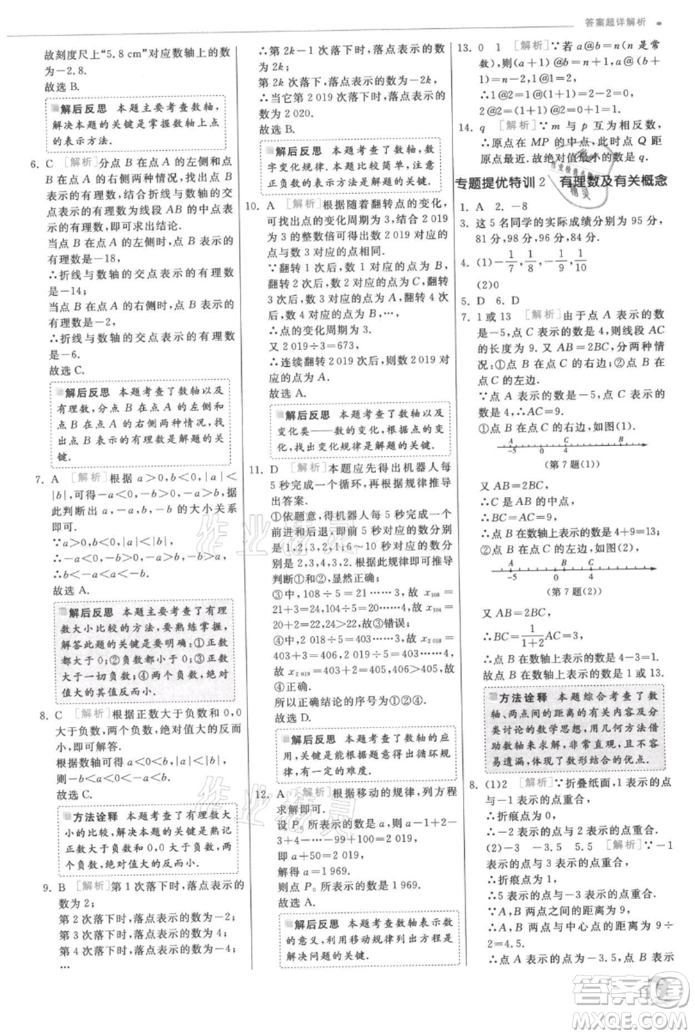 江蘇人民出版社2021實(shí)驗(yàn)班提優(yōu)訓(xùn)練七年級(jí)上冊數(shù)學(xué)北師大版參考答案