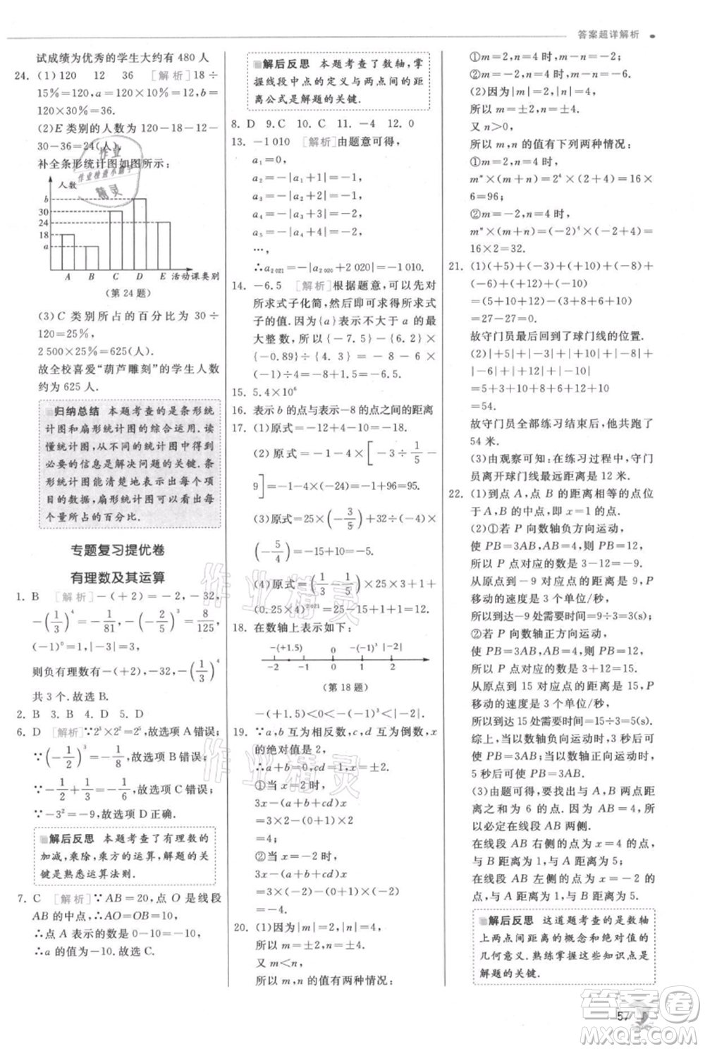 江蘇人民出版社2021實(shí)驗(yàn)班提優(yōu)訓(xùn)練七年級(jí)上冊數(shù)學(xué)北師大版參考答案