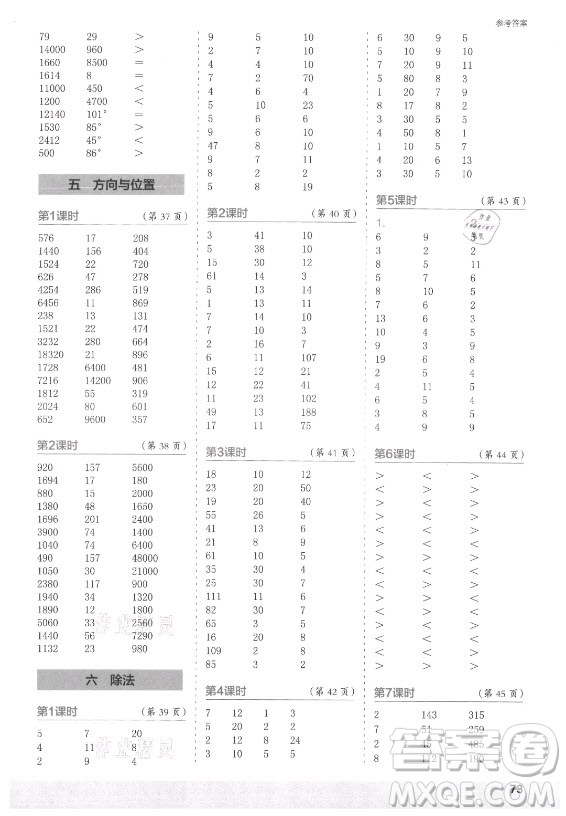 江蘇鳳凰少年兒童出版社2021口算小狀元口算速算天天練小學(xué)數(shù)學(xué)四年級(jí)上冊(cè)北師大版答案