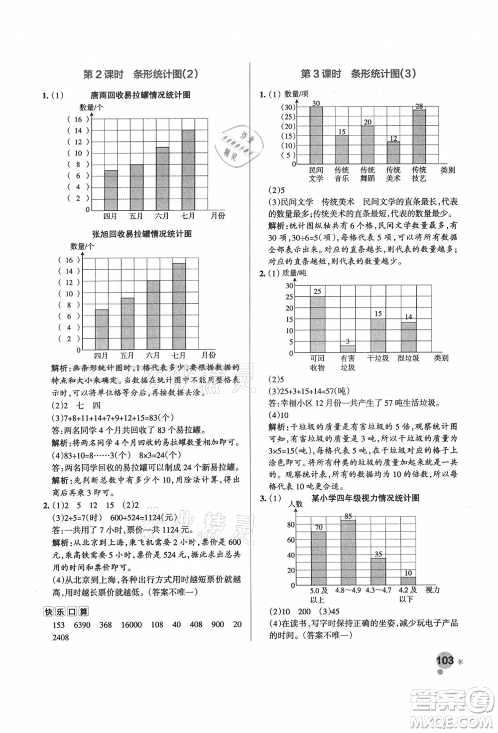 遼寧教育出版社2021秋季小學(xué)學(xué)霸作業(yè)本四年級(jí)數(shù)學(xué)上冊(cè)RJ人教版答案