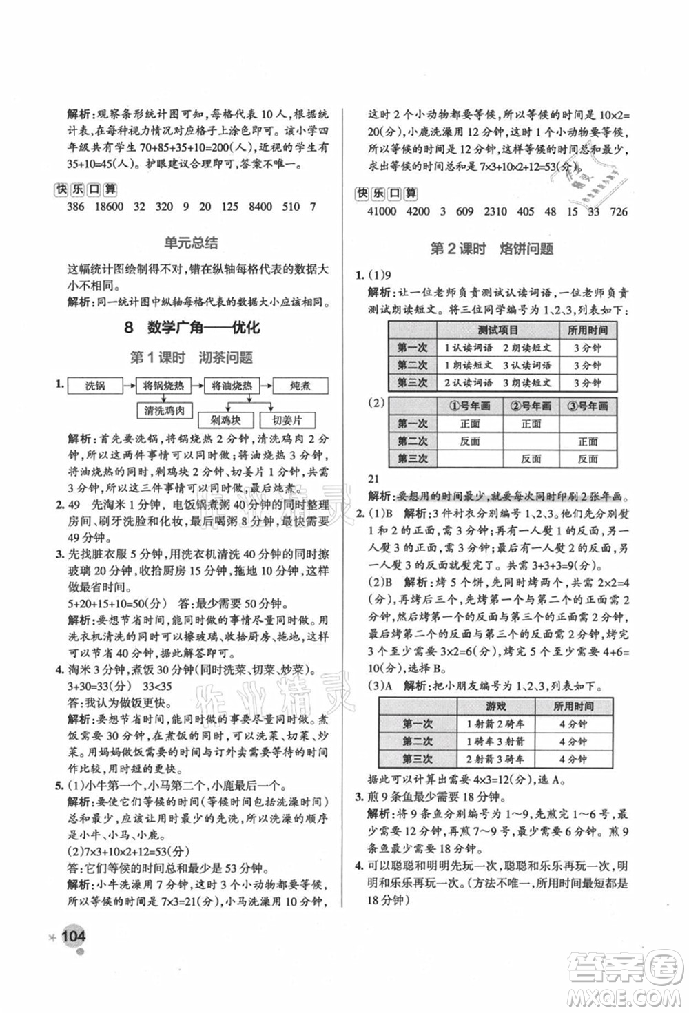 遼寧教育出版社2021秋季小學(xué)學(xué)霸作業(yè)本四年級(jí)數(shù)學(xué)上冊(cè)RJ人教版答案