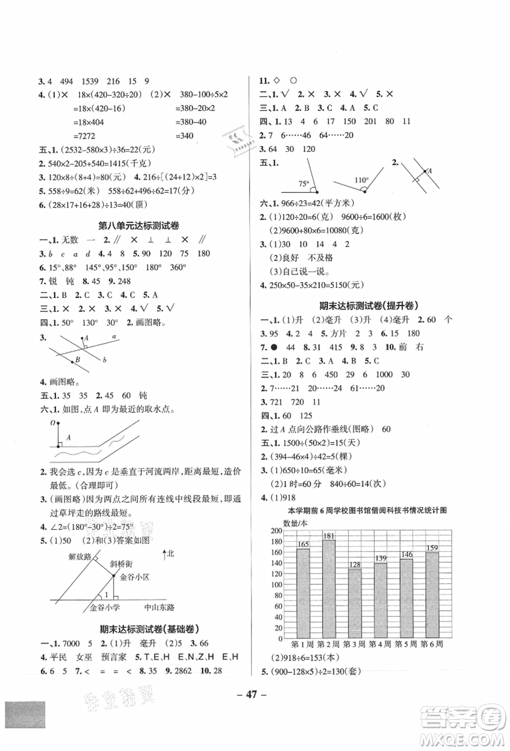 陜西師范大學(xué)出版總社有限公司2021秋季小學(xué)學(xué)霸作業(yè)本四年級(jí)數(shù)學(xué)上冊(cè)SJ蘇教版答案