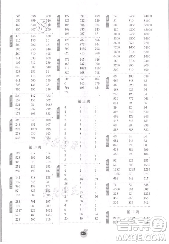 江蘇人民出版社2021小學(xué)數(shù)學(xué)計(jì)算高手三年級(jí)上冊(cè)人教版答案