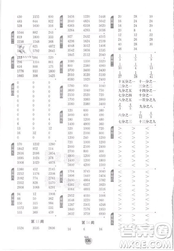 江蘇人民出版社2021小學(xué)數(shù)學(xué)計(jì)算高手三年級(jí)上冊(cè)人教版答案