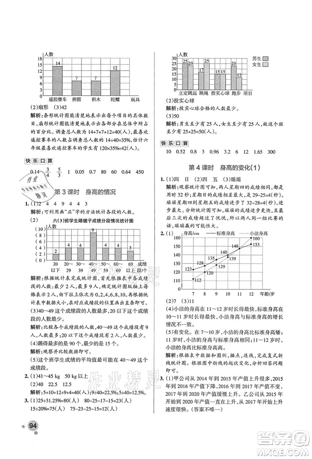 遼寧教育出版社2021秋季小學(xué)學(xué)霸作業(yè)本六年級數(shù)學(xué)上冊BS北師大版答案