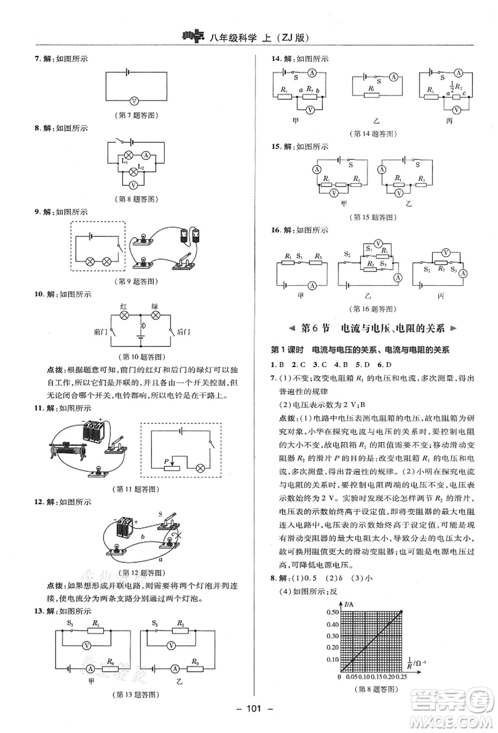 陜西人民教育出版社2021典中點(diǎn)綜合應(yīng)用創(chuàng)新題八年級(jí)科學(xué)上冊(cè)ZJ浙教版答案