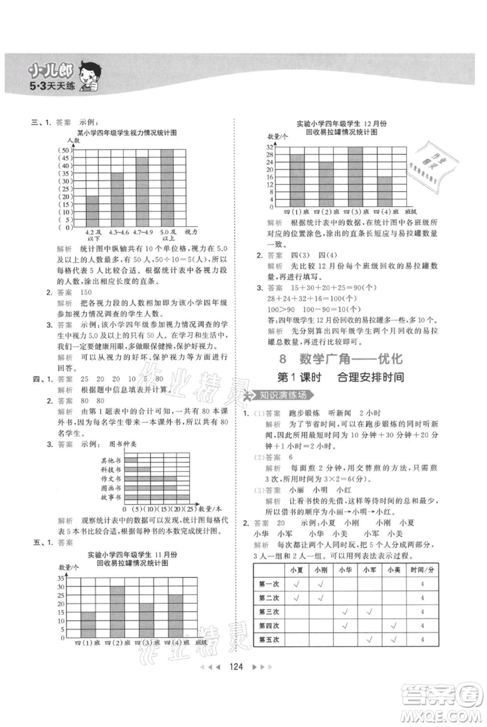 教育科學(xué)出版社2021年53天天練四年級上冊數(shù)學(xué)人教版參考答案