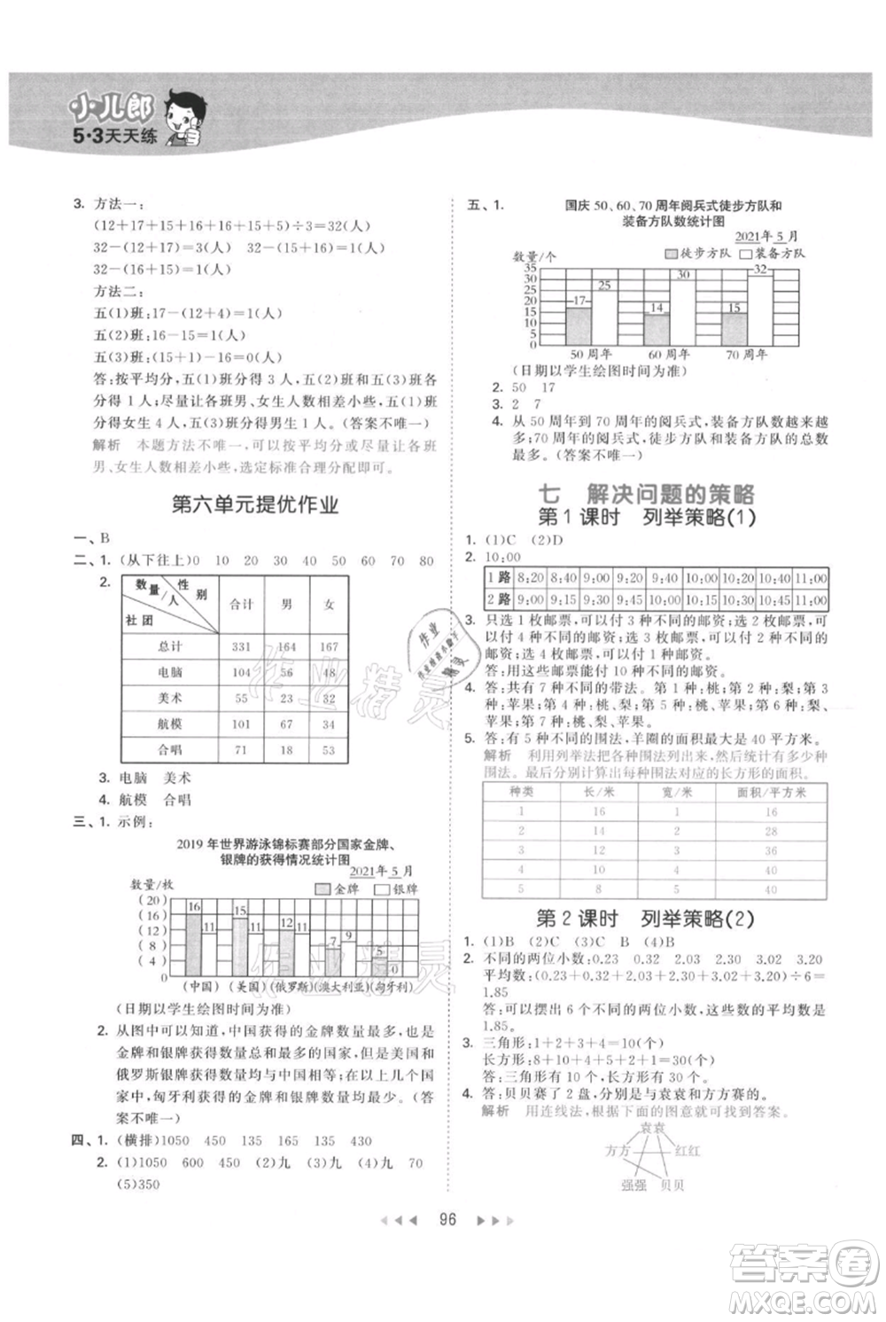 教育科學(xué)出版社2021年53天天練五年級上冊數(shù)學(xué)蘇教版參考答案