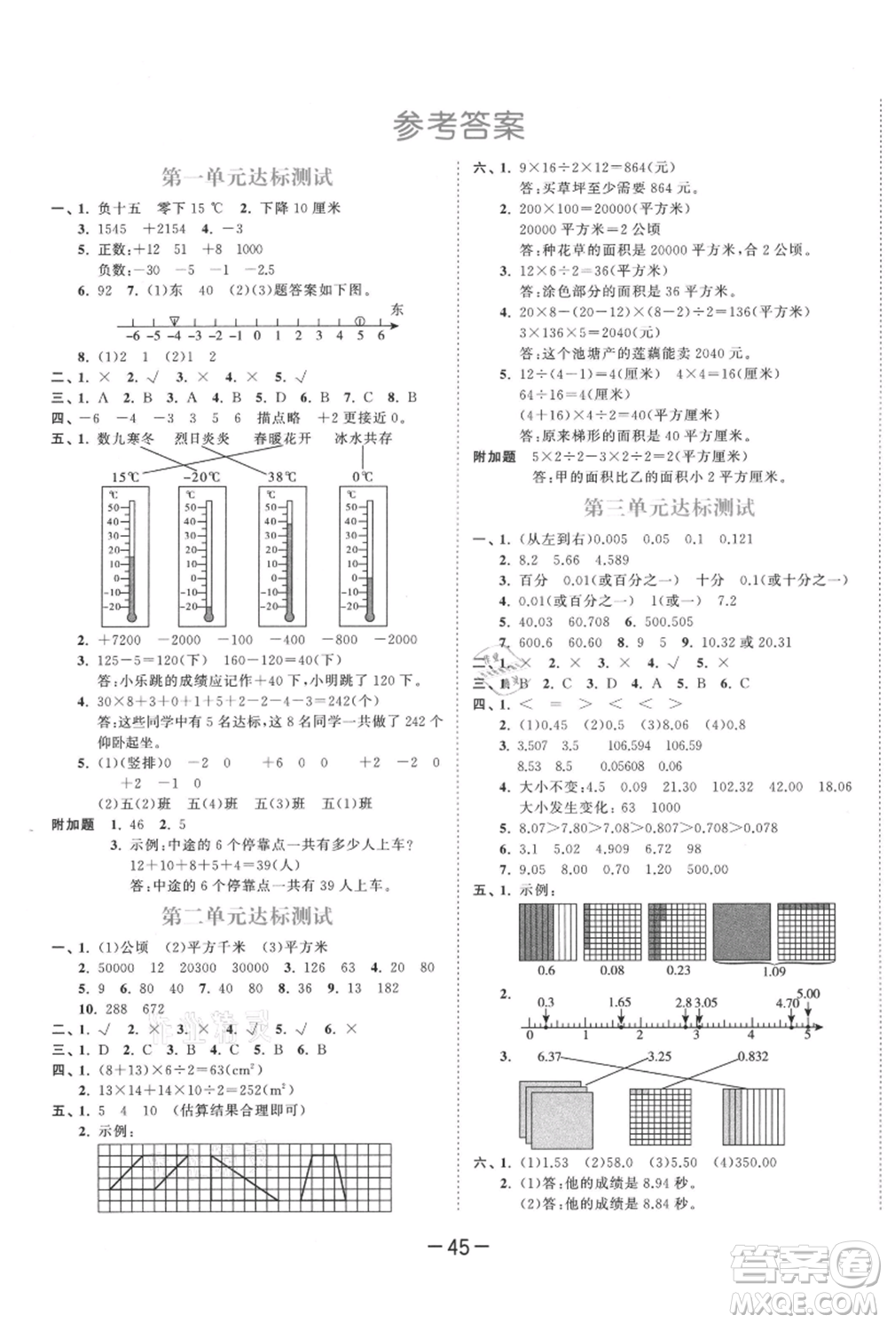 教育科學(xué)出版社2021年53天天練五年級上冊數(shù)學(xué)蘇教版參考答案