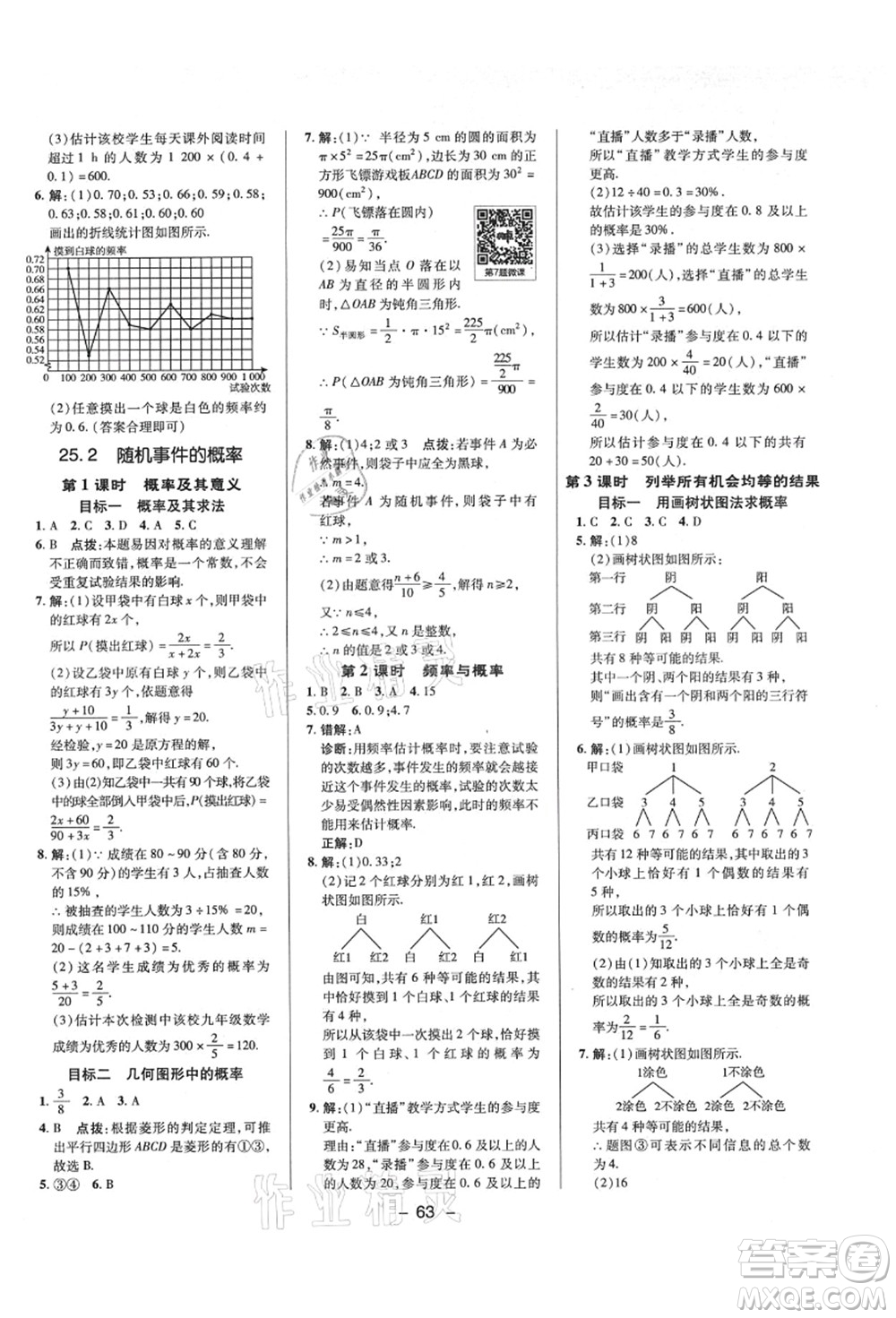 陜西人民教育出版社2021典中點綜合應用創(chuàng)新題九年級數學上冊HS華師大版答案