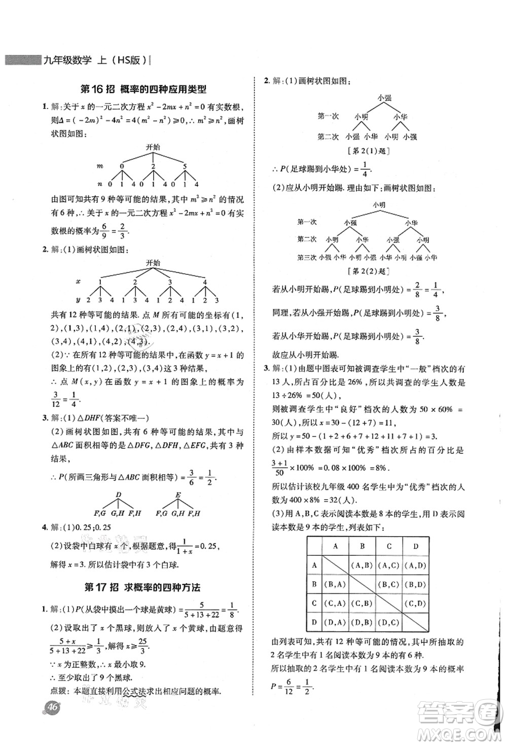 陜西人民教育出版社2021典中點綜合應用創(chuàng)新題九年級數學上冊HS華師大版答案