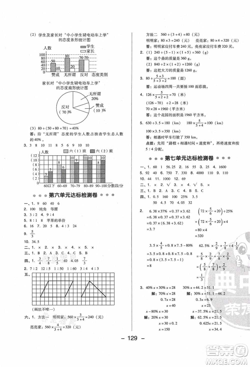 陜西人民教育出版社2021典中點(diǎn)綜合應(yīng)用創(chuàng)新題六年級(jí)數(shù)學(xué)上冊(cè)BS北師大版答案