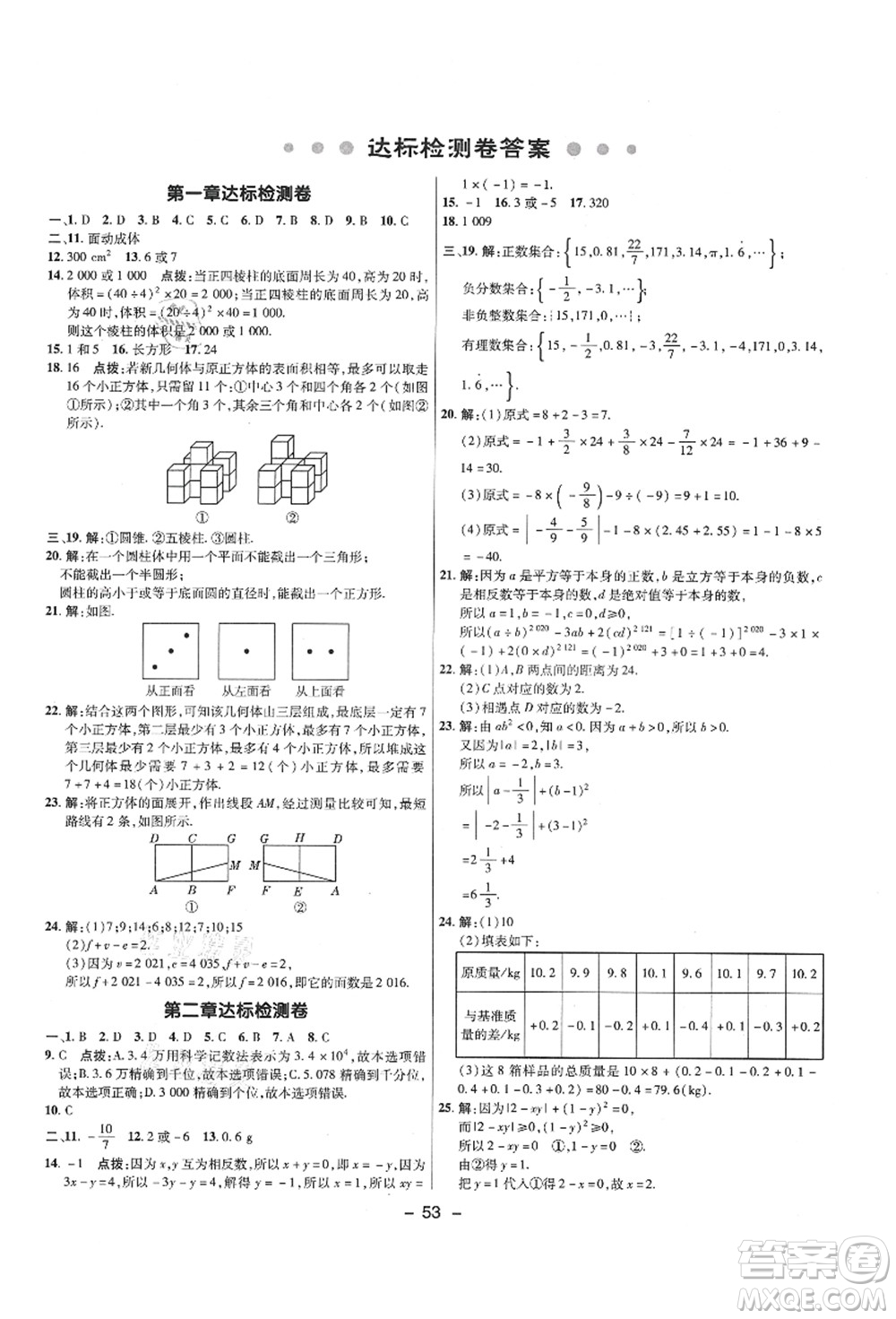 陜西人民教育出版社2021典中點(diǎn)綜合應(yīng)用創(chuàng)新題六年級(jí)數(shù)學(xué)上冊(cè)五四學(xué)制LJ魯教版答案