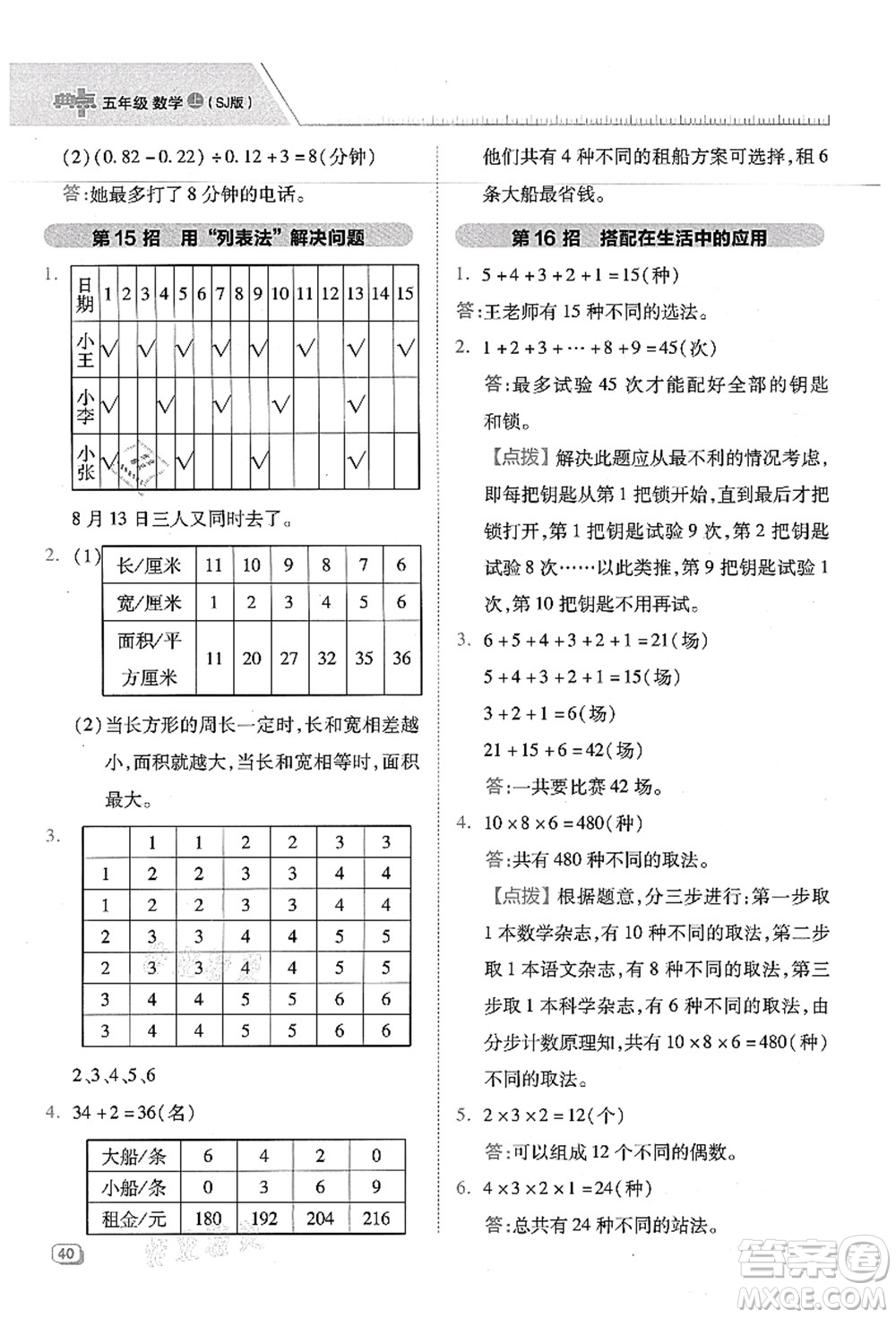 吉林教育出版社2021典中點(diǎn)綜合應(yīng)用創(chuàng)新題五年級(jí)數(shù)學(xué)上冊(cè)SJ蘇教版答案