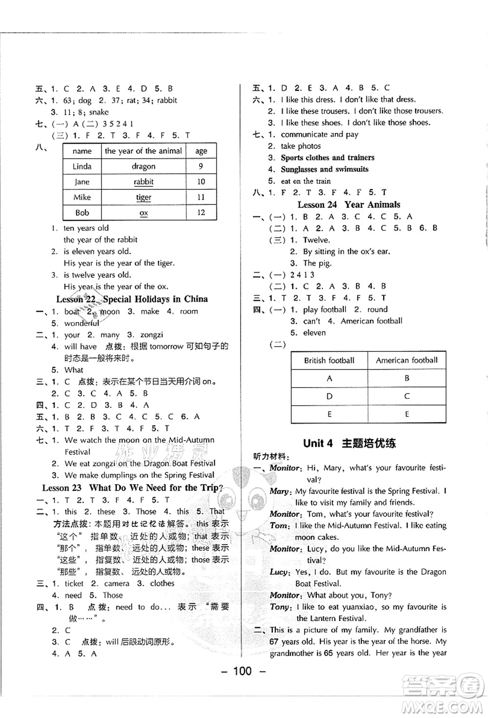 吉林教育出版社2021典中點(diǎn)綜合應(yīng)用創(chuàng)新題五年級英語上冊JJ冀教版答案