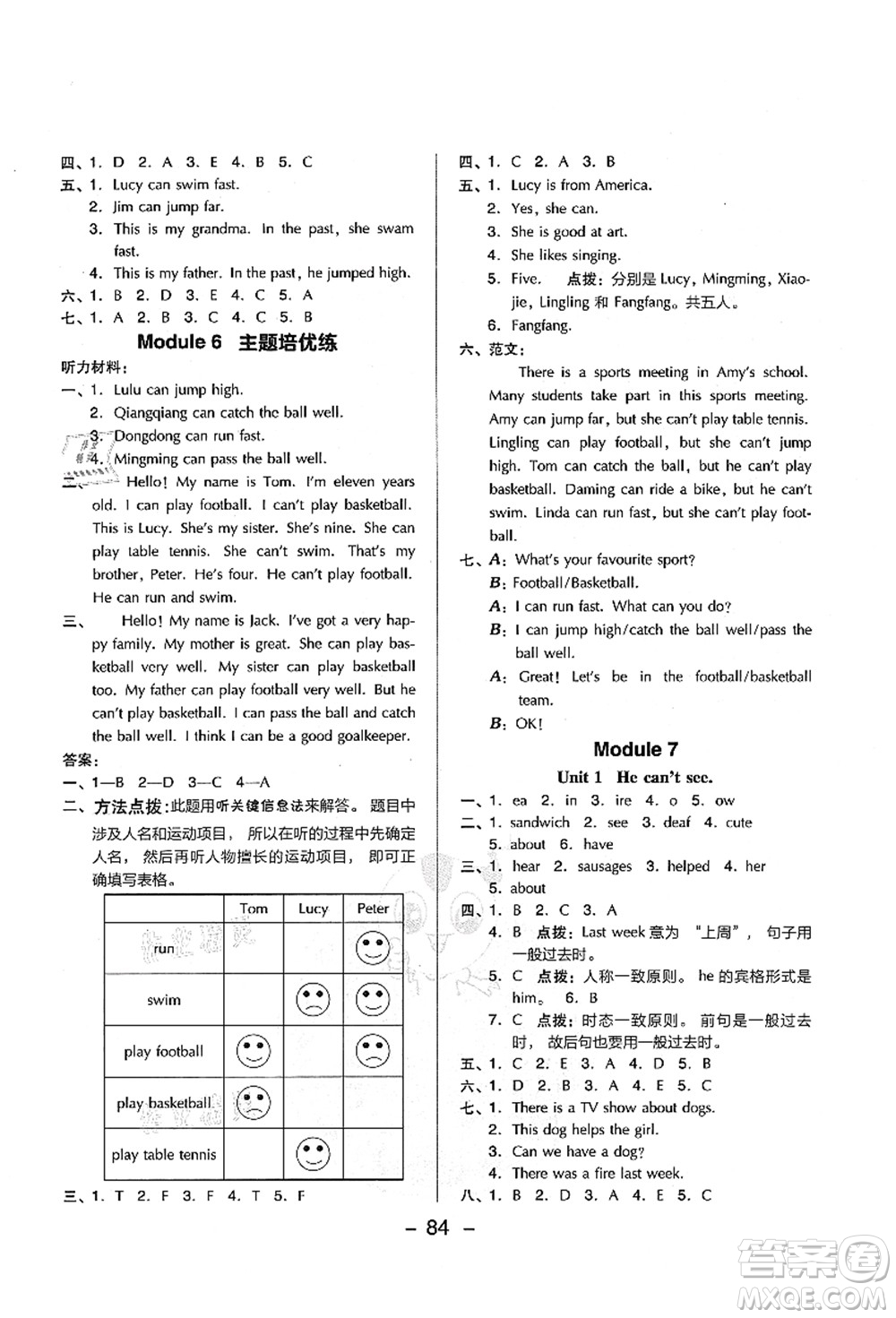 吉林教育出版社2021典中點(diǎn)綜合應(yīng)用創(chuàng)新題五年級英語上冊WY外研版山西專版答案