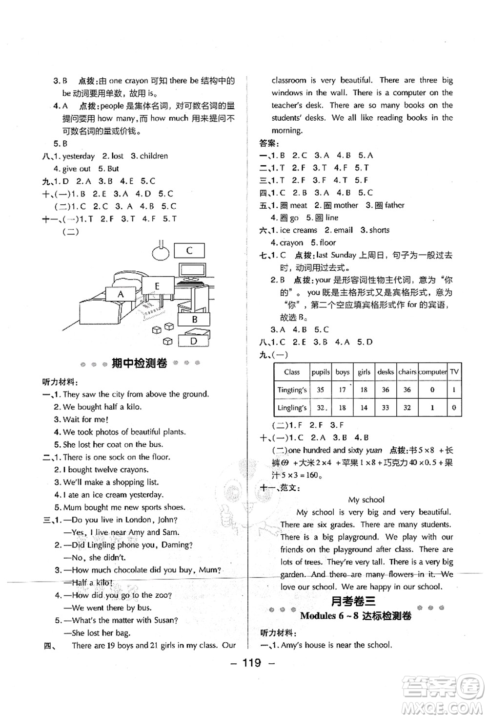 吉林教育出版社2021典中點(diǎn)綜合應(yīng)用創(chuàng)新題五年級英語上冊WY外研版山西專版答案