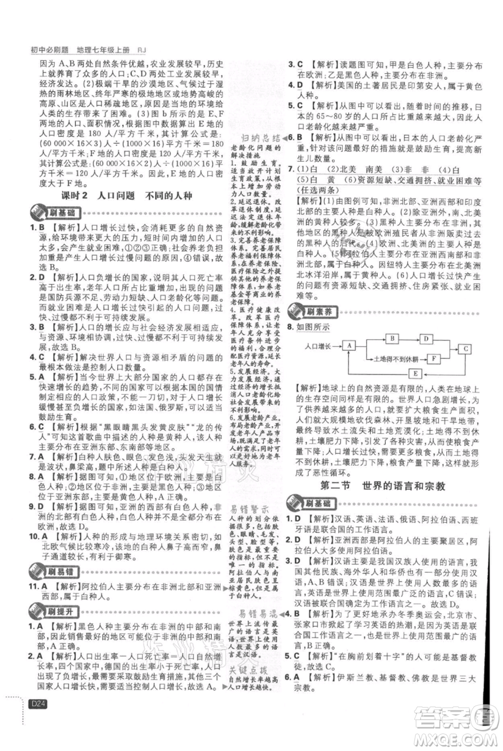 開(kāi)明出版社2021初中必刷題七年級(jí)上冊(cè)地理人教版參考答案