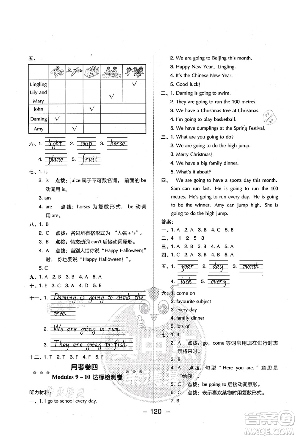 吉林教育出版社2021典中點(diǎn)綜合應(yīng)用創(chuàng)新題四年級(jí)英語(yǔ)上冊(cè)WY外研版答案