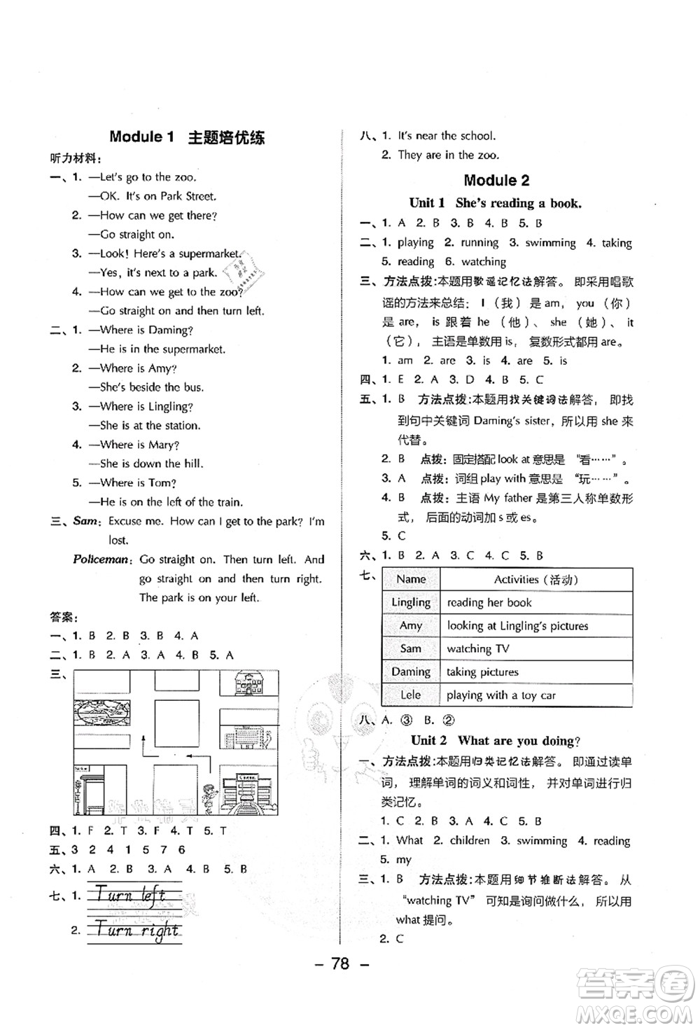 吉林教育出版社2021典中點(diǎn)綜合應(yīng)用創(chuàng)新題四年級(jí)英語(yǔ)上冊(cè)WY外研版山西專版答案