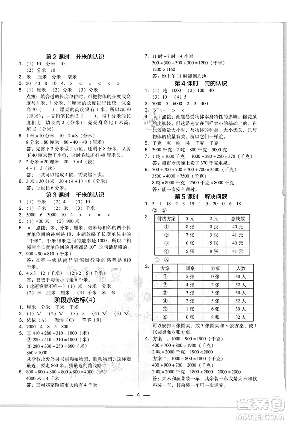 吉林教育出版社2021典中點(diǎn)綜合應(yīng)用創(chuàng)新題三年級(jí)數(shù)學(xué)上冊(cè)R人教版答案