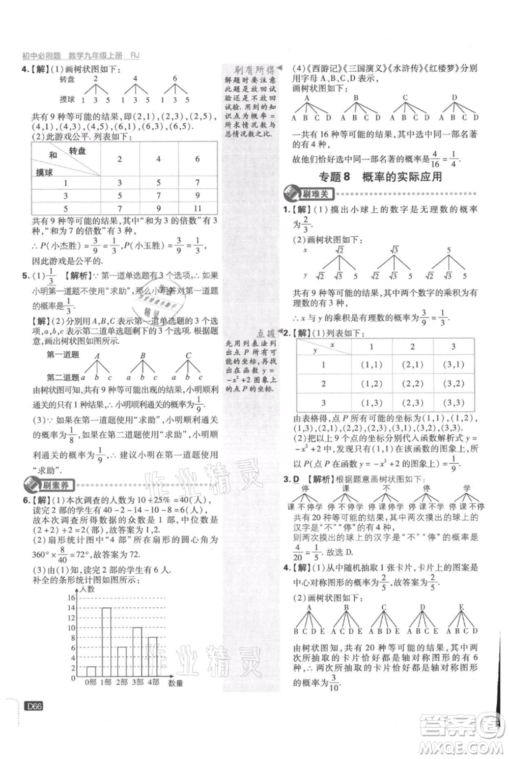 開明出版社2021初中必刷題九年級(jí)上冊(cè)數(shù)學(xué)人教版參考答案