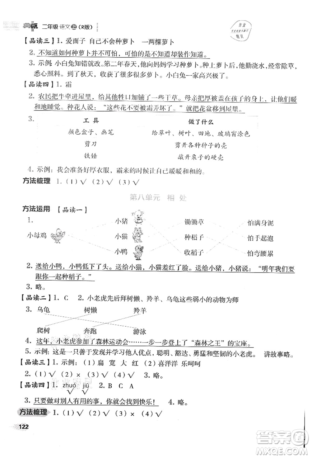 吉林教育出版社2021典中點(diǎn)綜合應(yīng)用創(chuàng)新題二年級(jí)語(yǔ)文上冊(cè)R人教版答案