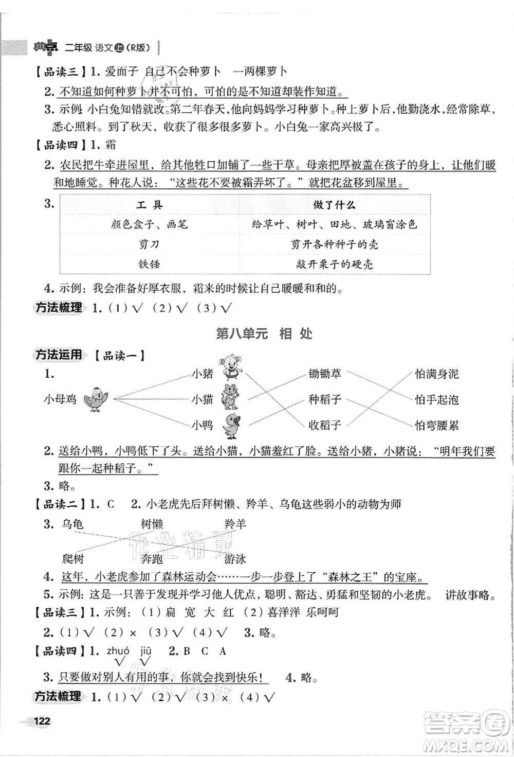 吉林教育出版社2021典中點(diǎn)綜合應(yīng)用創(chuàng)新題二年級(jí)語文上冊(cè)R人教版浙江專版答案