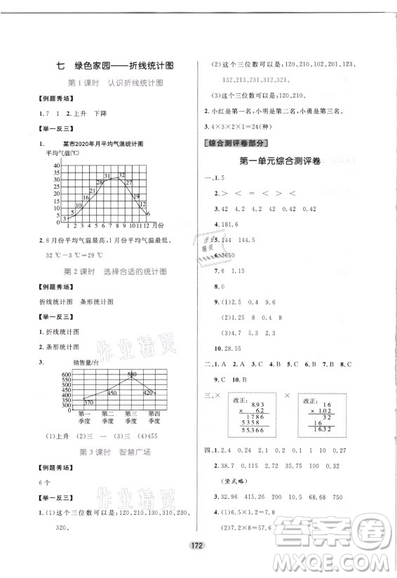 沈陽出版社2021黃岡名師天天練數(shù)學五年級上冊六三學制青島版答案