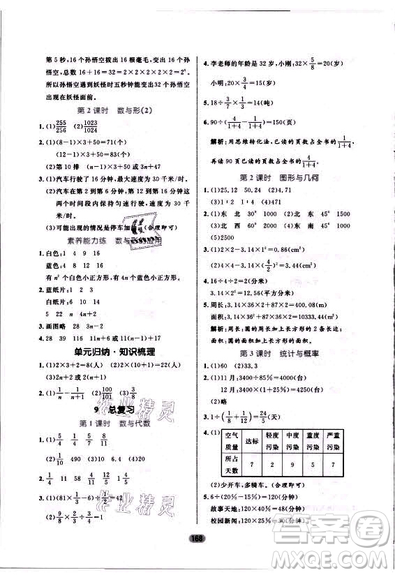 沈陽出版社2021黃岡名師天天練數(shù)學(xué)六年級上冊人教版答案