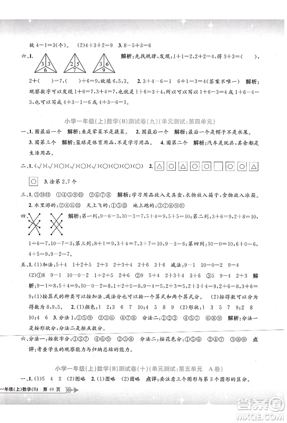 浙江工商大學(xué)出版社2021孟建平系列叢書(shū)小學(xué)單元測(cè)試一年級(jí)數(shù)學(xué)上冊(cè)B北師大版答案