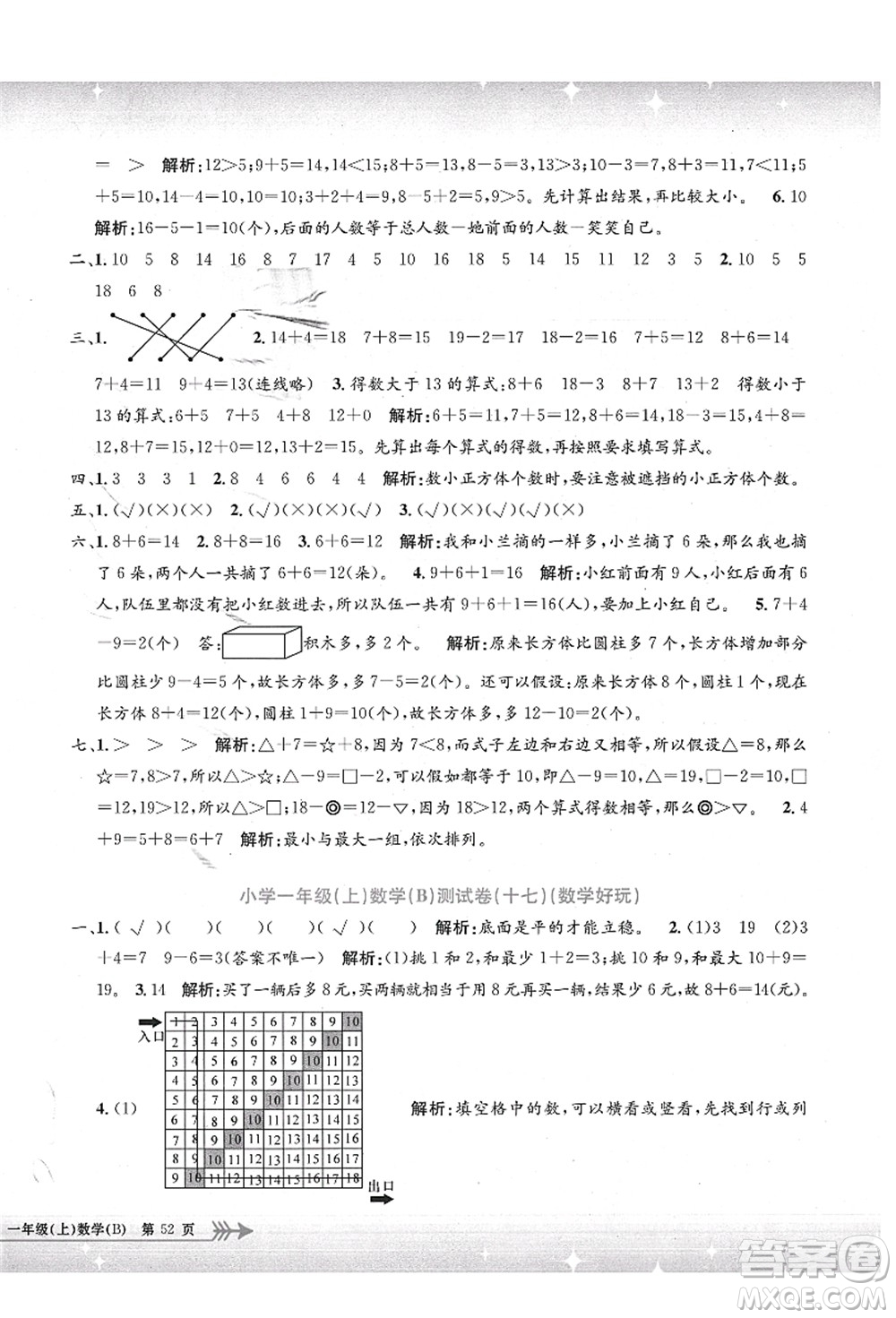 浙江工商大學(xué)出版社2021孟建平系列叢書(shū)小學(xué)單元測(cè)試一年級(jí)數(shù)學(xué)上冊(cè)B北師大版答案