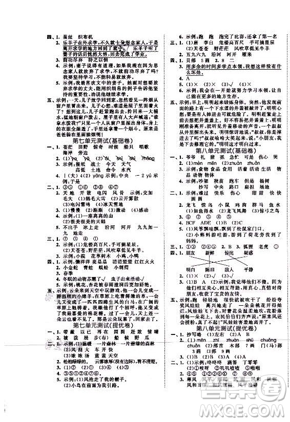 西安出版社2021秋季53全優(yōu)卷小學(xué)語(yǔ)文二年級(jí)上冊(cè)RJ人教版答案