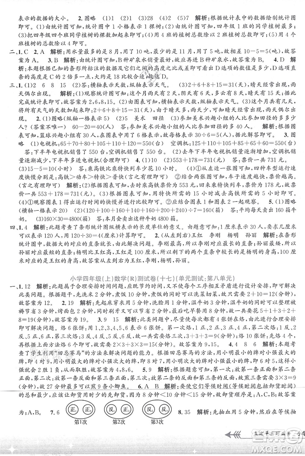 浙江工商大學(xué)出版社2021孟建平系列叢書小學(xué)單元測試四年級數(shù)學(xué)上冊R人教版答案