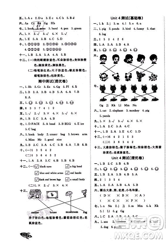 西安出版社2021秋季53全優(yōu)卷小學(xué)英語(yǔ)三年級(jí)上冊(cè)RP人教版答案