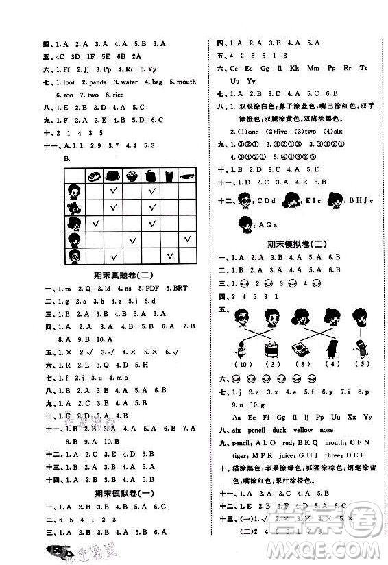 西安出版社2021秋季53全優(yōu)卷小學(xué)英語(yǔ)三年級(jí)上冊(cè)RP人教版答案