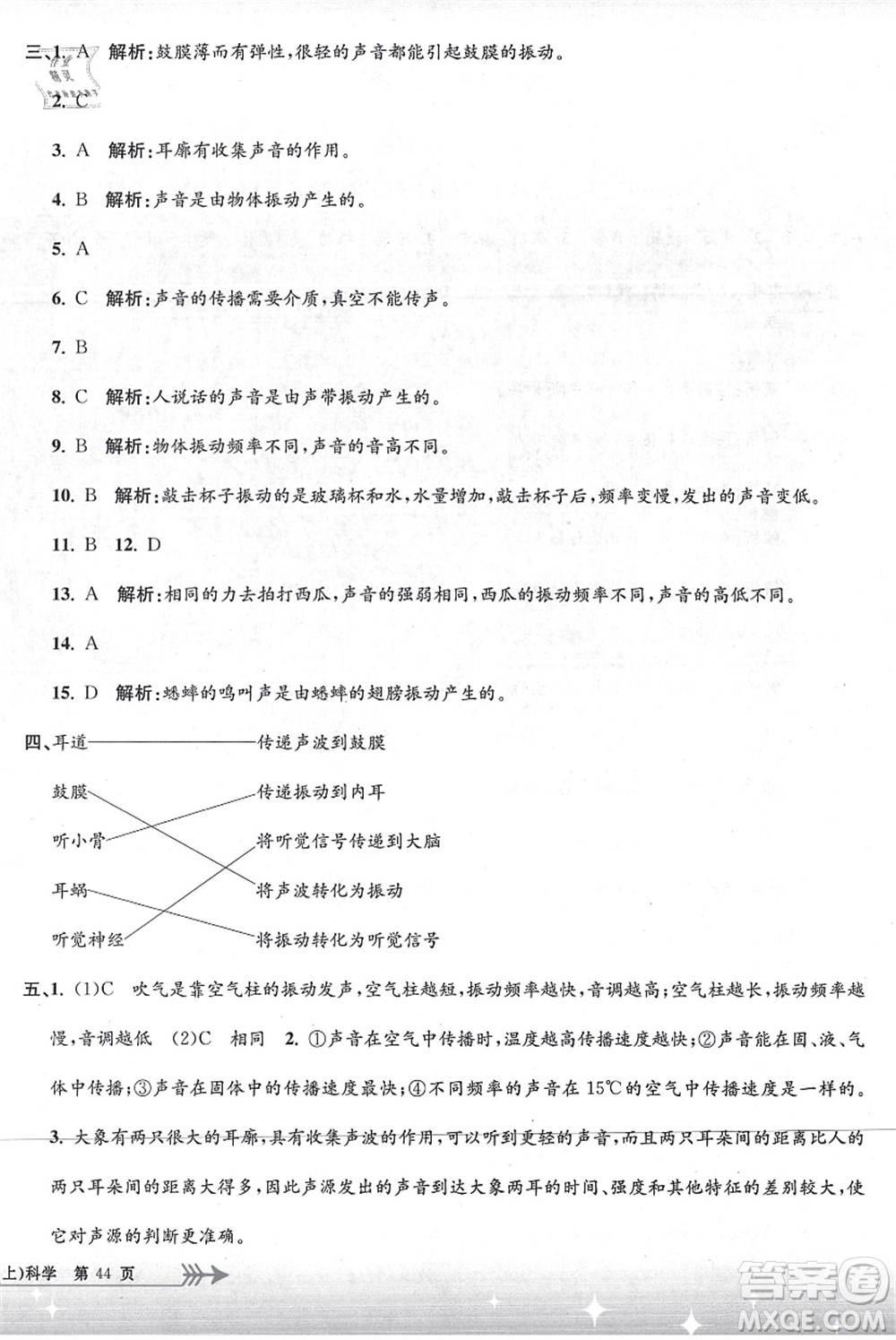 浙江工商大學(xué)出版社2021孟建平系列叢書小學(xué)單元測(cè)試四年級(jí)科學(xué)上冊(cè)J教科版答案